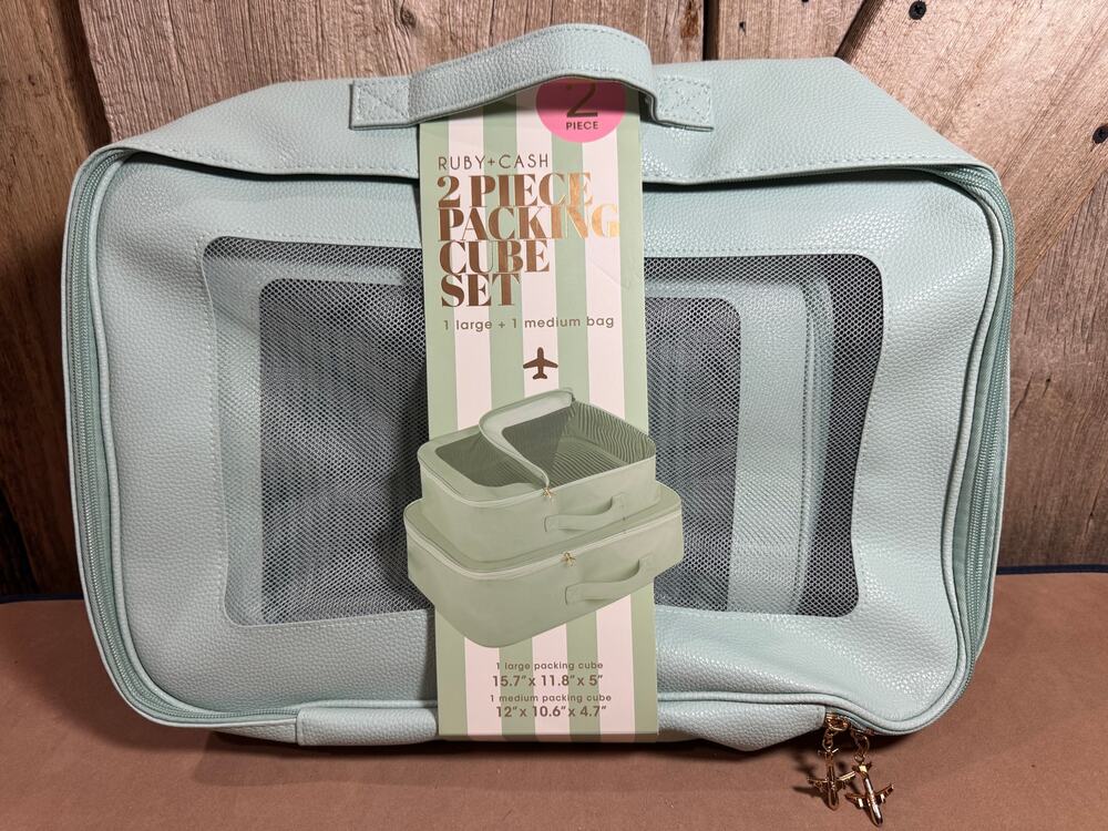 NEW Ruby + Cash 2 Piece Packing Cube Set 1 Lrg & 1 Med Organize Luggage Airplane